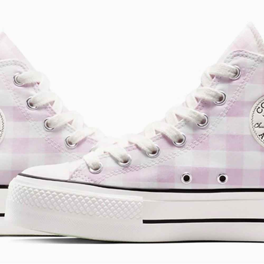Converse Women's Pink Gingham High-Top Sneakers - Picture 6 of 6